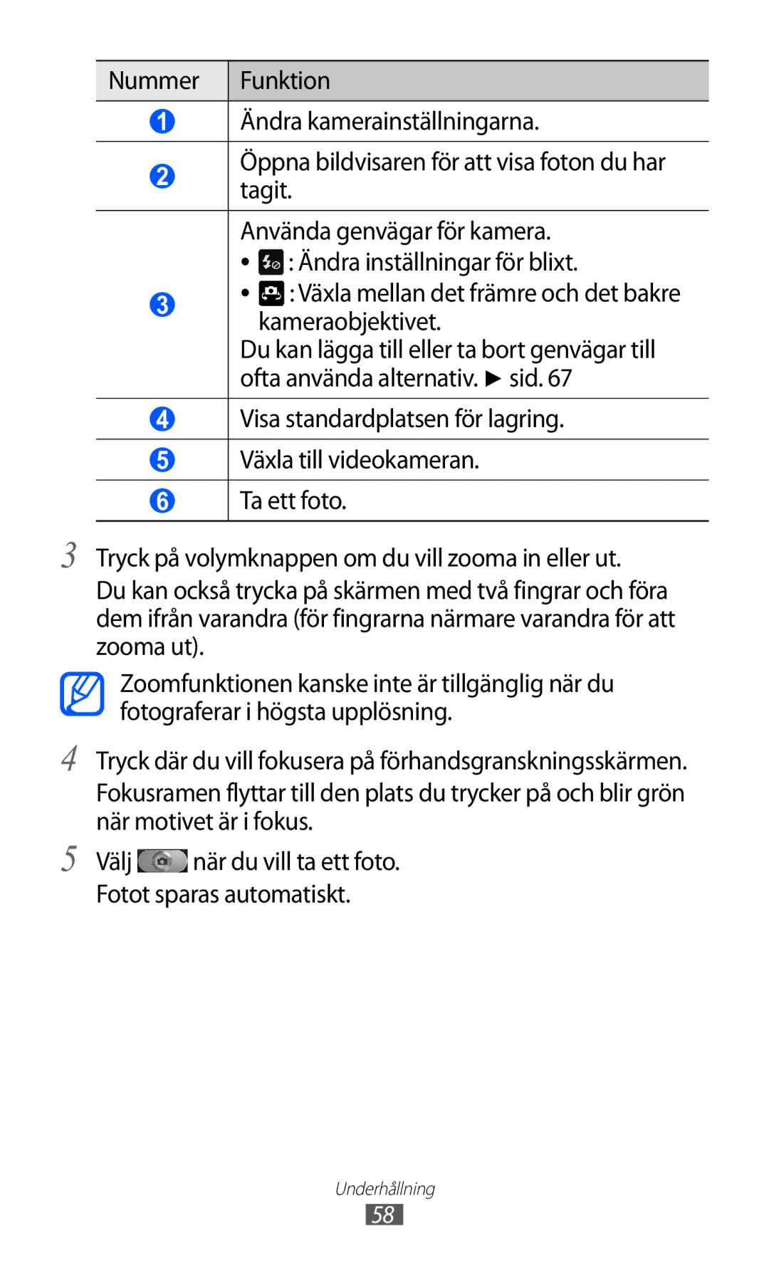 Samsung GT-I9210DAANEE manual Tryck där du vill fokusera på förhandsgranskningsskärmen 