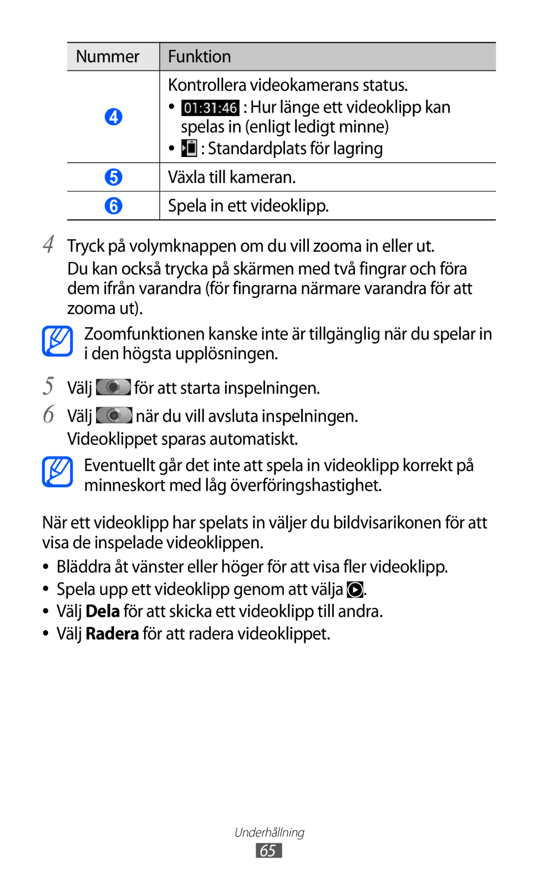 Samsung GT-I9210DAANEE manual Underhållning 