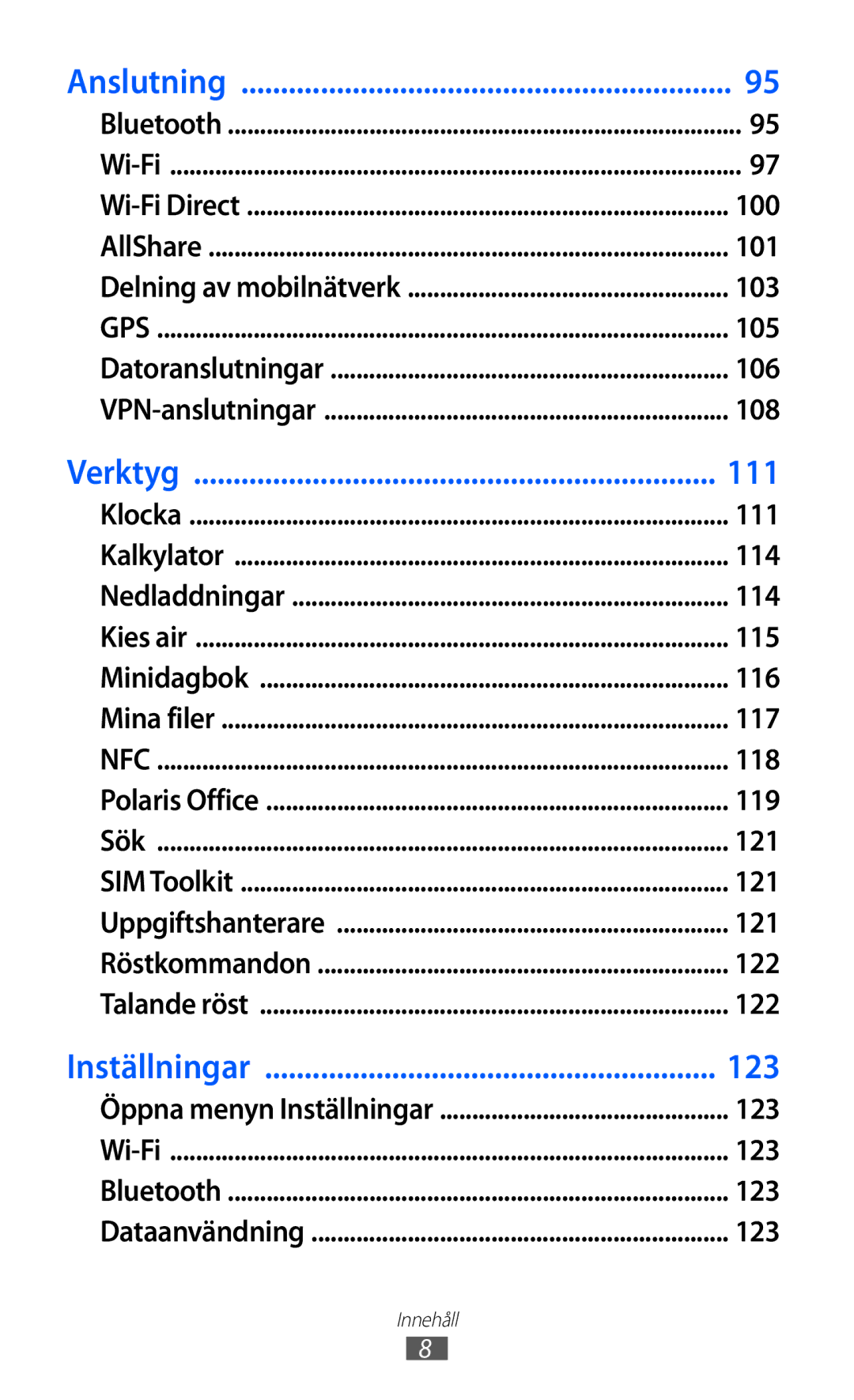 Samsung GT-I9210DAANEE manual 100, 101, 103, 105, 106, 108, 111, 114, 115, 116, 117, 118, 119, 121, 122, 123 