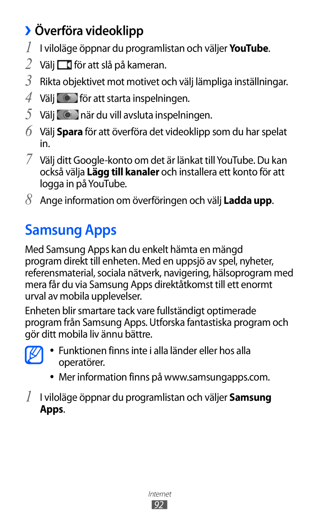 Samsung GT-I9210DAANEE manual Samsung Apps, ››Överföra videoklipp 