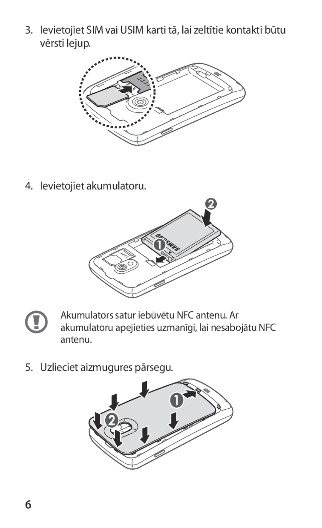 Samsung GT-I9250TSASEB, GT-I9250CWASEB manual Uzlieciet aizmugures pārsegu 