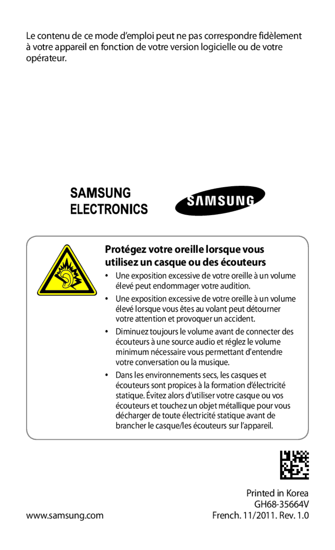 Samsung GT-I9250CWAXEF, GT-I9250TSAVGF, GT-I9250TSASFR, GT-I9250TSANRJ, GT-I9250TSABOG, GT-I9250CWASFR manual GH68-35664V 