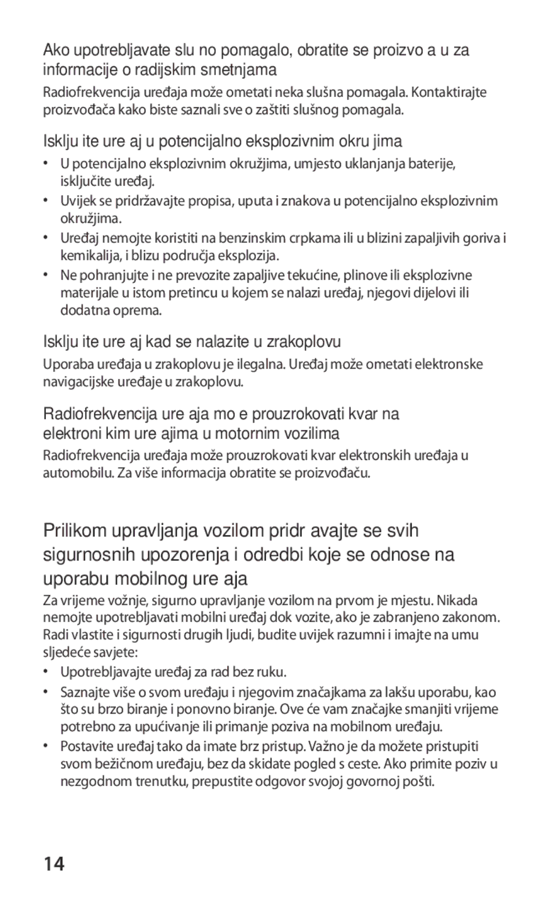 Samsung GT-I9250TSAMOB, GT-I9250TSAVIP, GT-I9250CWAVIP manual Isključite uređaj u potencijalno eksplozivnim okružjima 