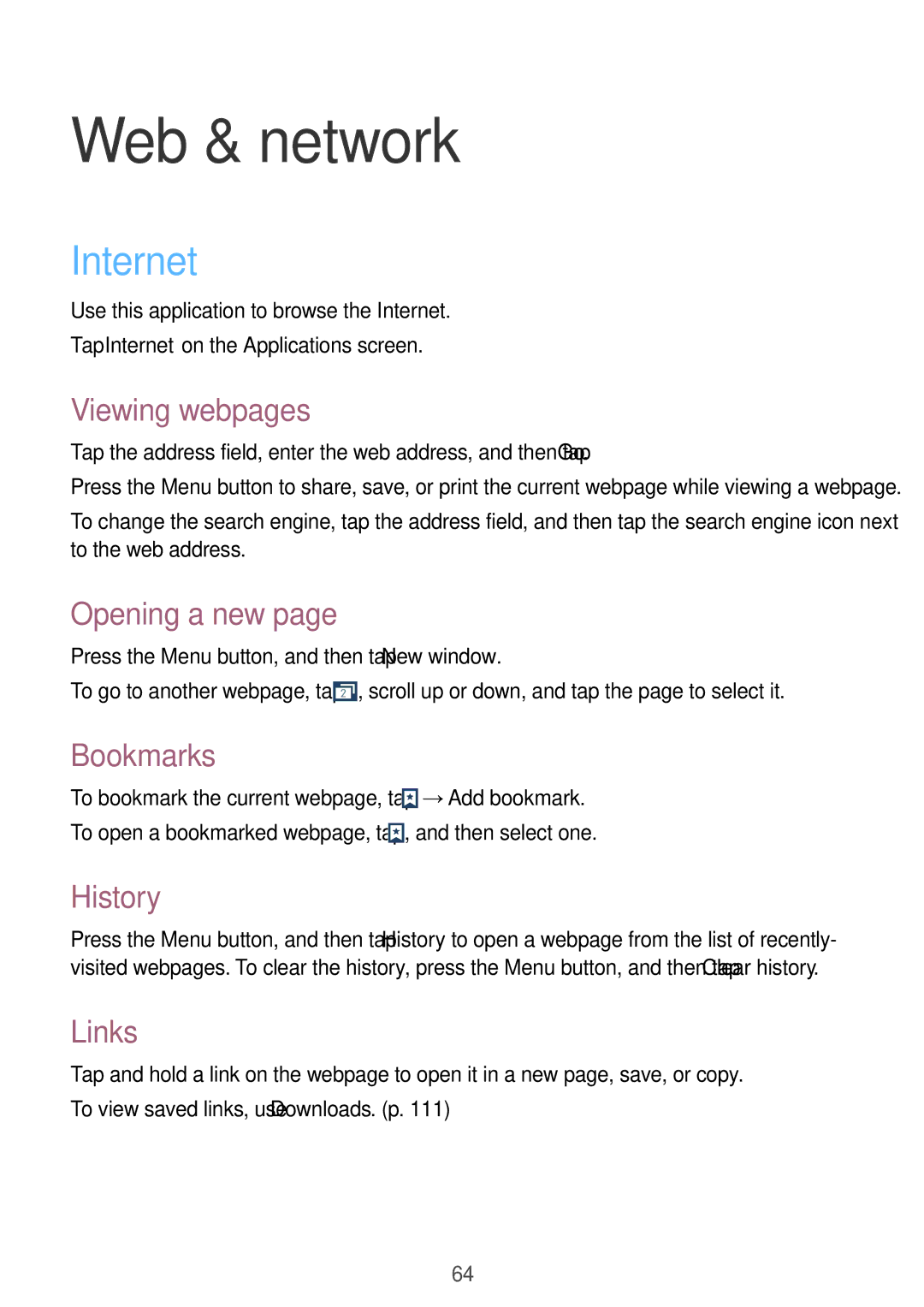 Samsung GT-I9295 user manual Web & network, Internet 