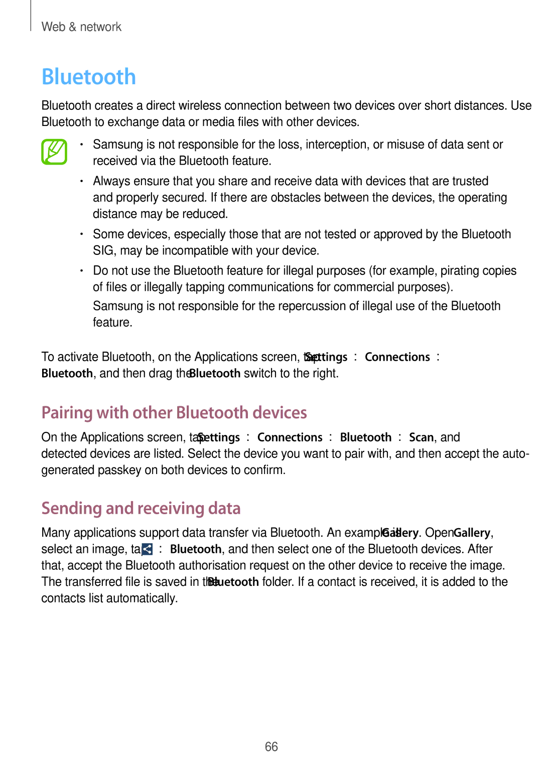 Samsung GT-I9295 user manual Pairing with other Bluetooth devices, Sending and receiving data 