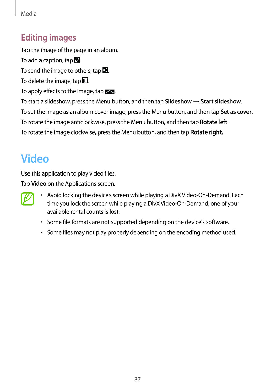 Samsung GT-I9295 user manual Video, To apply effects to the image, tap 