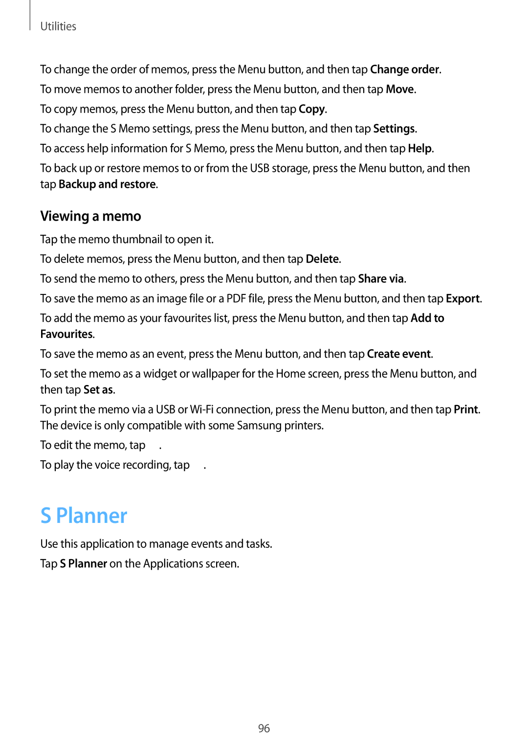 Samsung GT-I9295 user manual Planner, Viewing a memo 