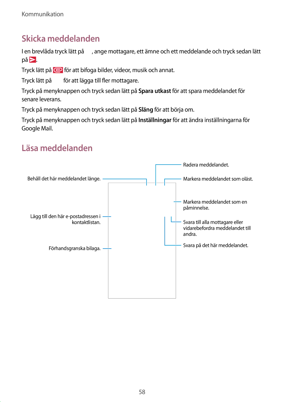 Samsung GT-I9295ZAANEE, GT-I9295MOANEE, GT-I9295ZBANEE, GT-I9295ZOANEE manual Skicka meddelanden 