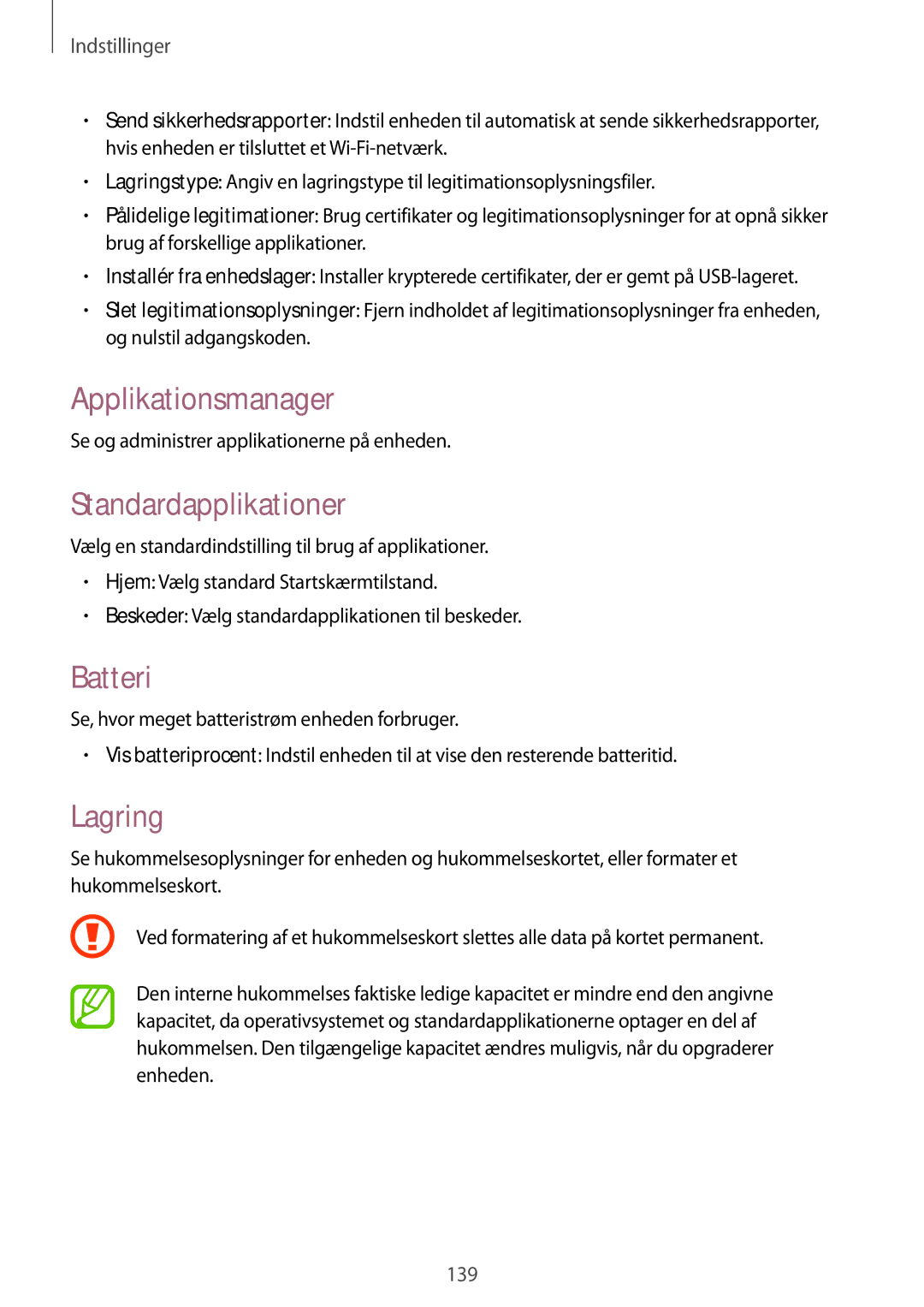 Samsung GT-I9295ZOANEE, GT-I9295MOANEE, GT-I9295ZBANEE manual Applikationsmanager, Standardapplikationer, Batteri, Lagring 