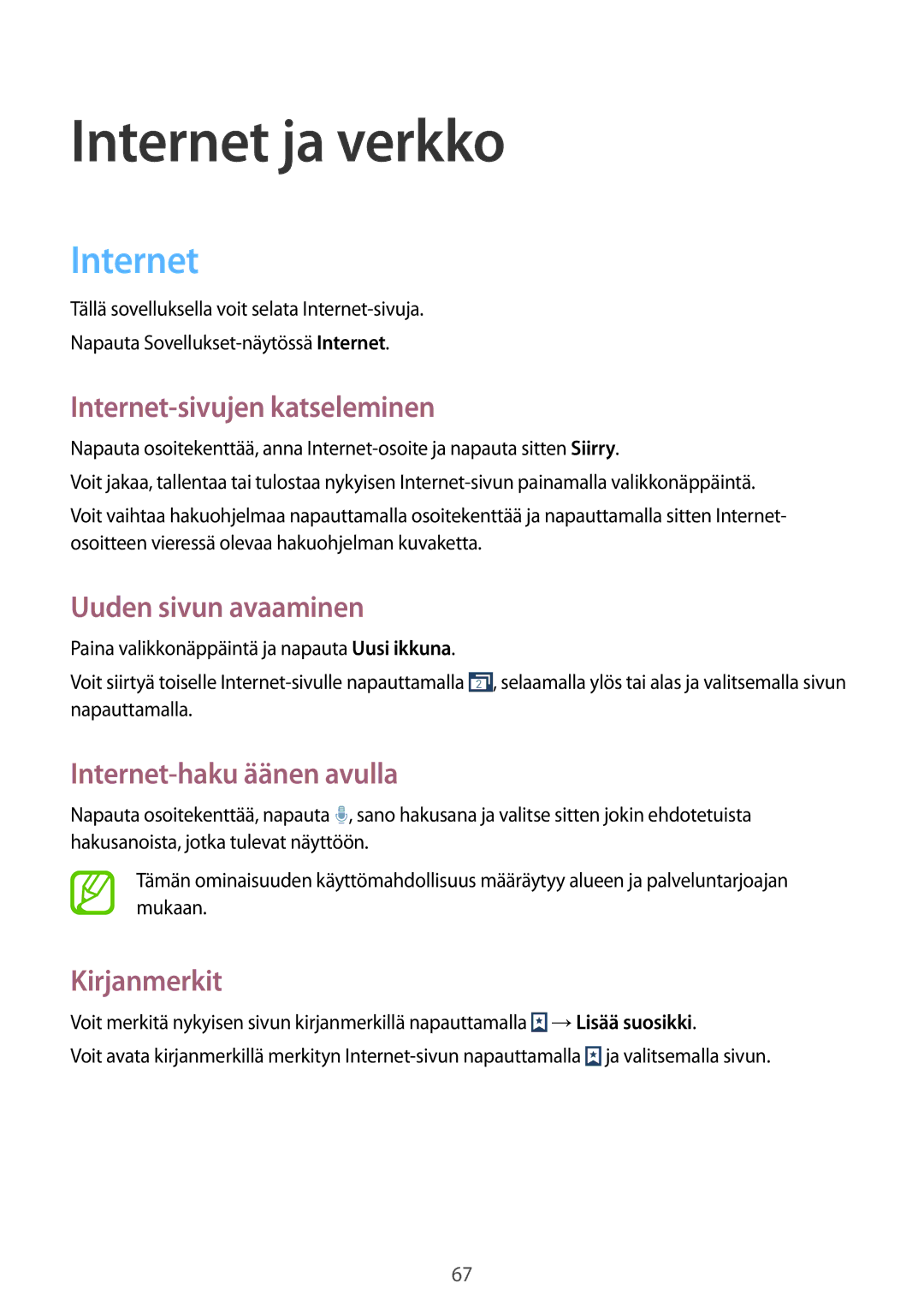 Samsung GT-I9295ZOANEE, GT-I9295MOANEE, GT-I9295ZBANEE, GT-I9295ZAANEE manual Internet ja verkko 