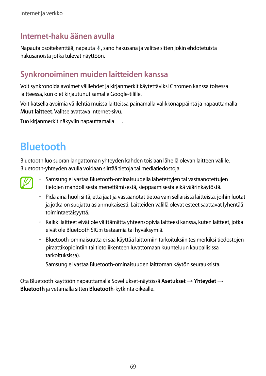 Samsung GT-I9295ZBANEE, GT-I9295MOANEE, GT-I9295ZAANEE, GT-I9295ZOANEE Bluetooth, Synkronoiminen muiden laitteiden kanssa 