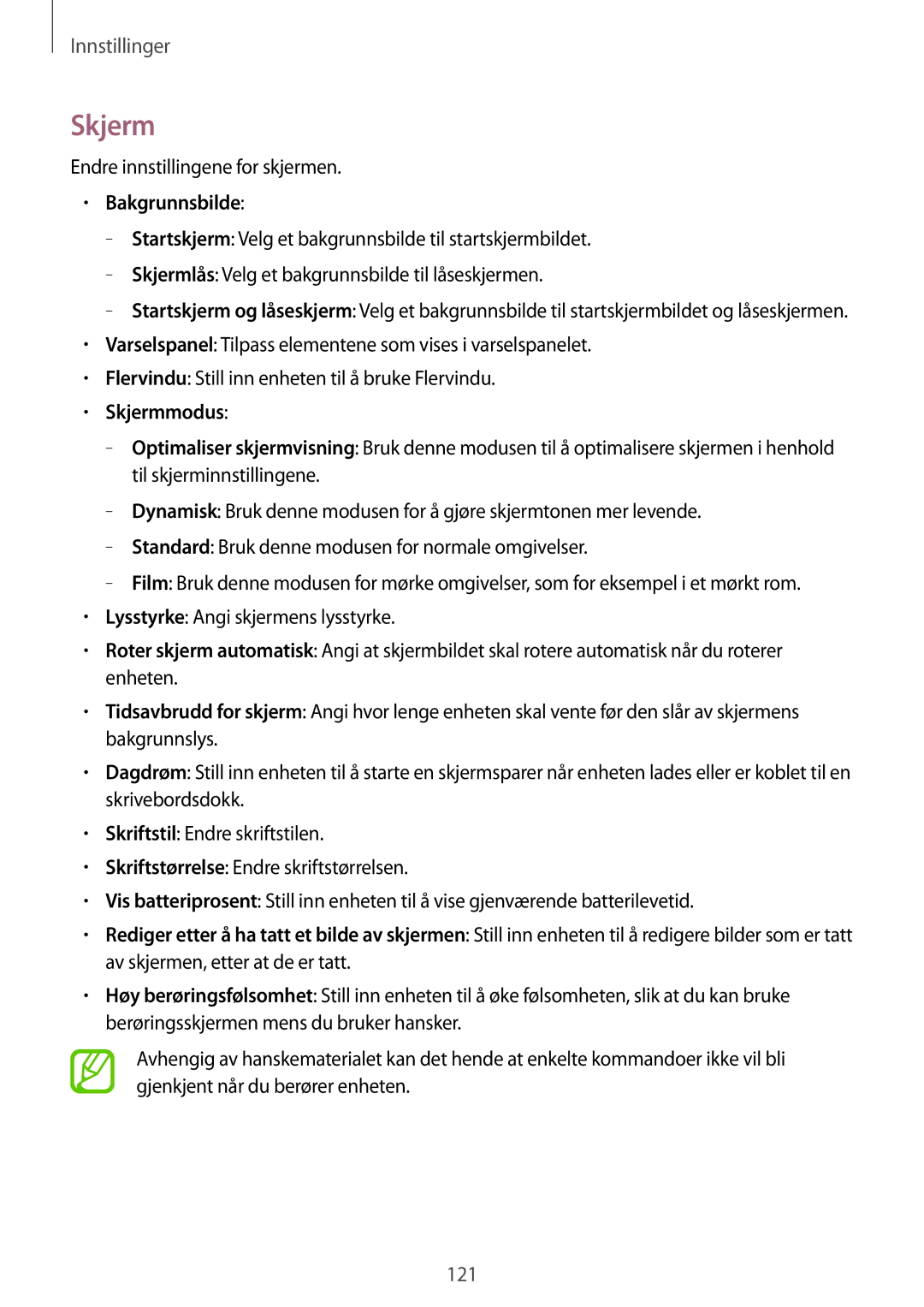 Samsung GT-I9295ZBANEE, GT-I9295MOANEE, GT-I9295ZAANEE, GT-I9295ZOANEE manual Bakgrunnsbilde, Skjermmodus 