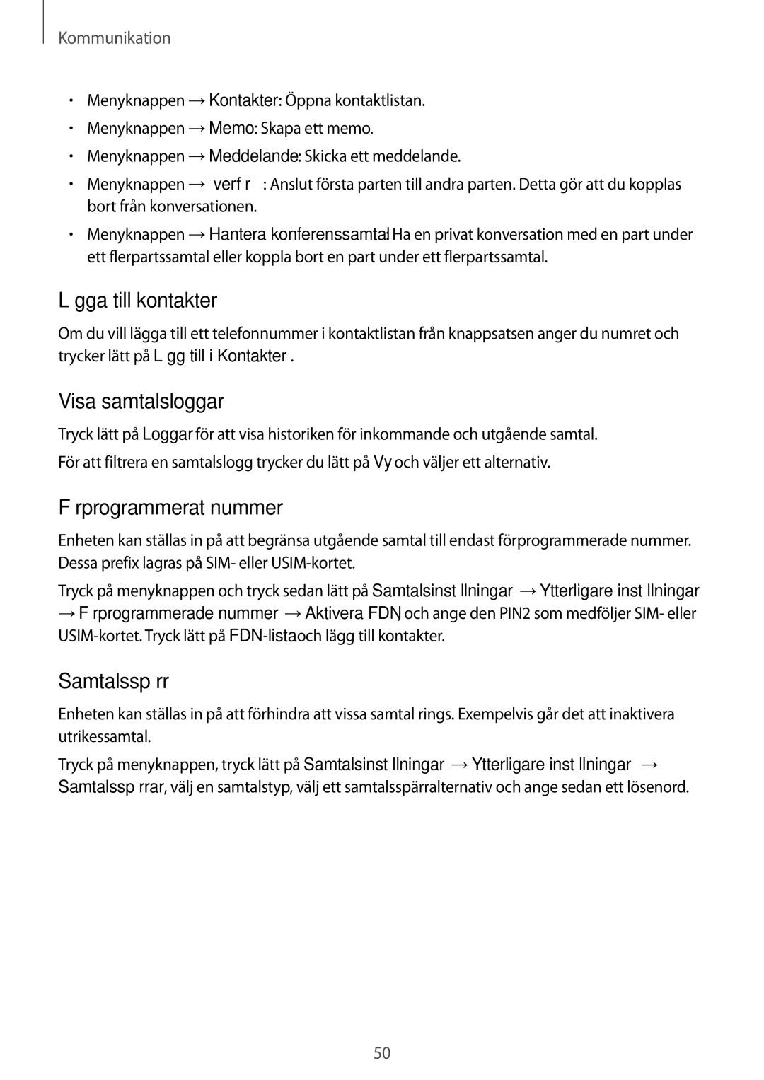 Samsung GT-I9295ZAANEE, GT-I9295MOANEE manual Lägga till kontakter, Visa samtalsloggar, Förprogrammerat nummer, Samtalsspärr 