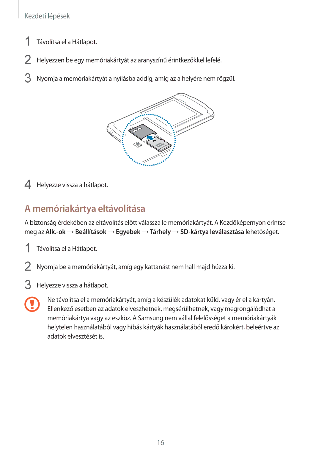 Samsung GT-I9295ZAAPAN, GT-I9295ZAADTM, GT-I9295ZBAROM, GT-I9295ZOABGL, GT-I9295ZAABGL manual Memóriakártya eltávolítása 