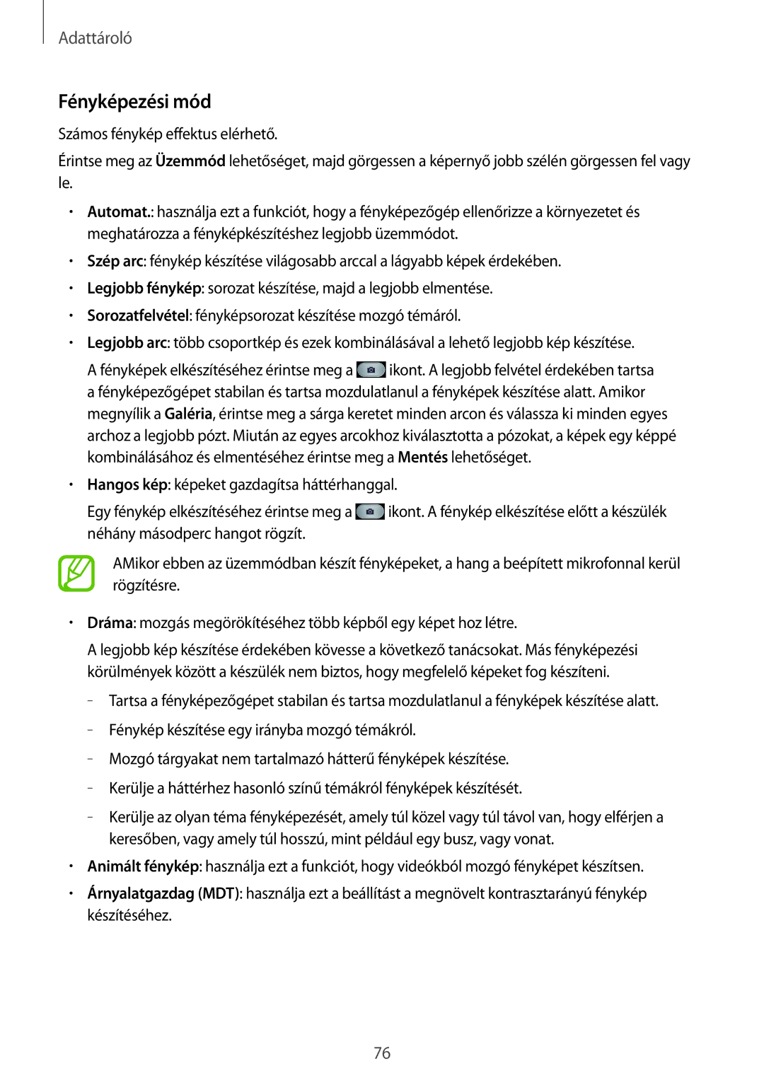 Samsung GT-I9295ZAAROM, GT-I9295ZAADTM, GT-I9295ZBAROM, GT-I9295ZOABGL, GT-I9295ZAABGL, GT-I9295ZAADRE manual Fényképezési mód 