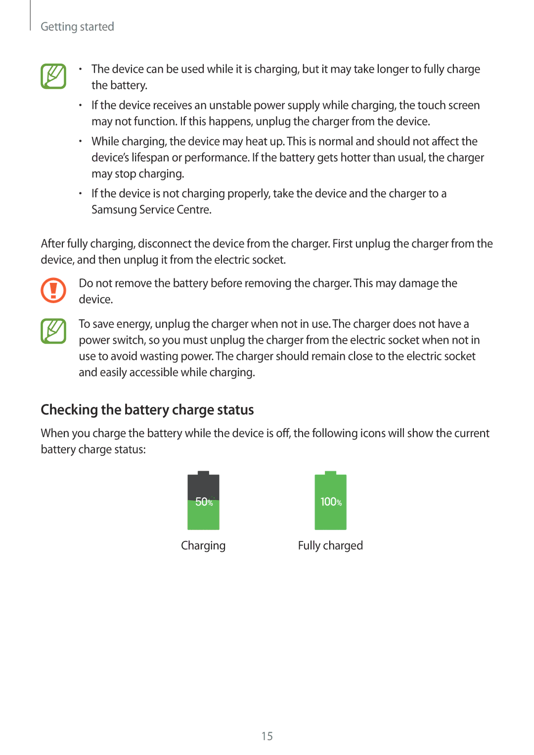 Samsung GT-I9295ZAAPRT, GT-I9295ZAAVIA, GT-I9295ZOATUR, GT-I9295ZAAITV, GT-I9295ZAADBT Checking the battery charge status 