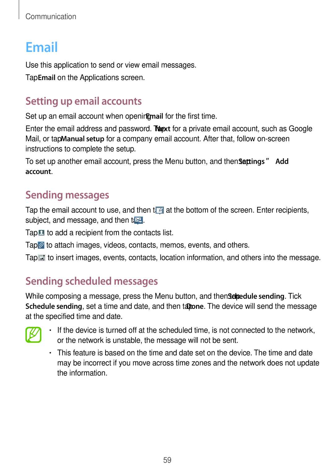 Samsung GT-I9295ZAAITV, GT-I9295ZAAVIA, GT-I9295ZOATUR, GT-I9295ZAADBT, GT-I9295ZAATPH Setting up email accounts, Account 