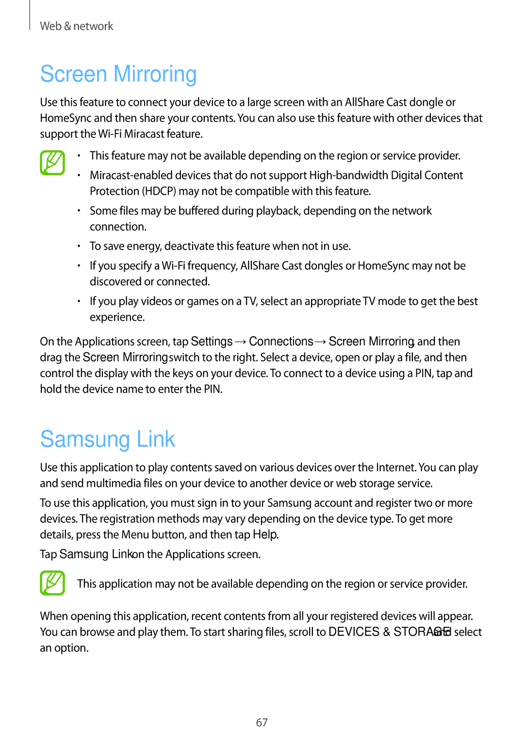 Samsung GT-I9295ZOADBT, GT-I9295ZAAVIA, GT-I9295ZOATUR, GT-I9295ZAAITV, GT-I9295ZAADBT manual Screen Mirroring, Samsung Link 