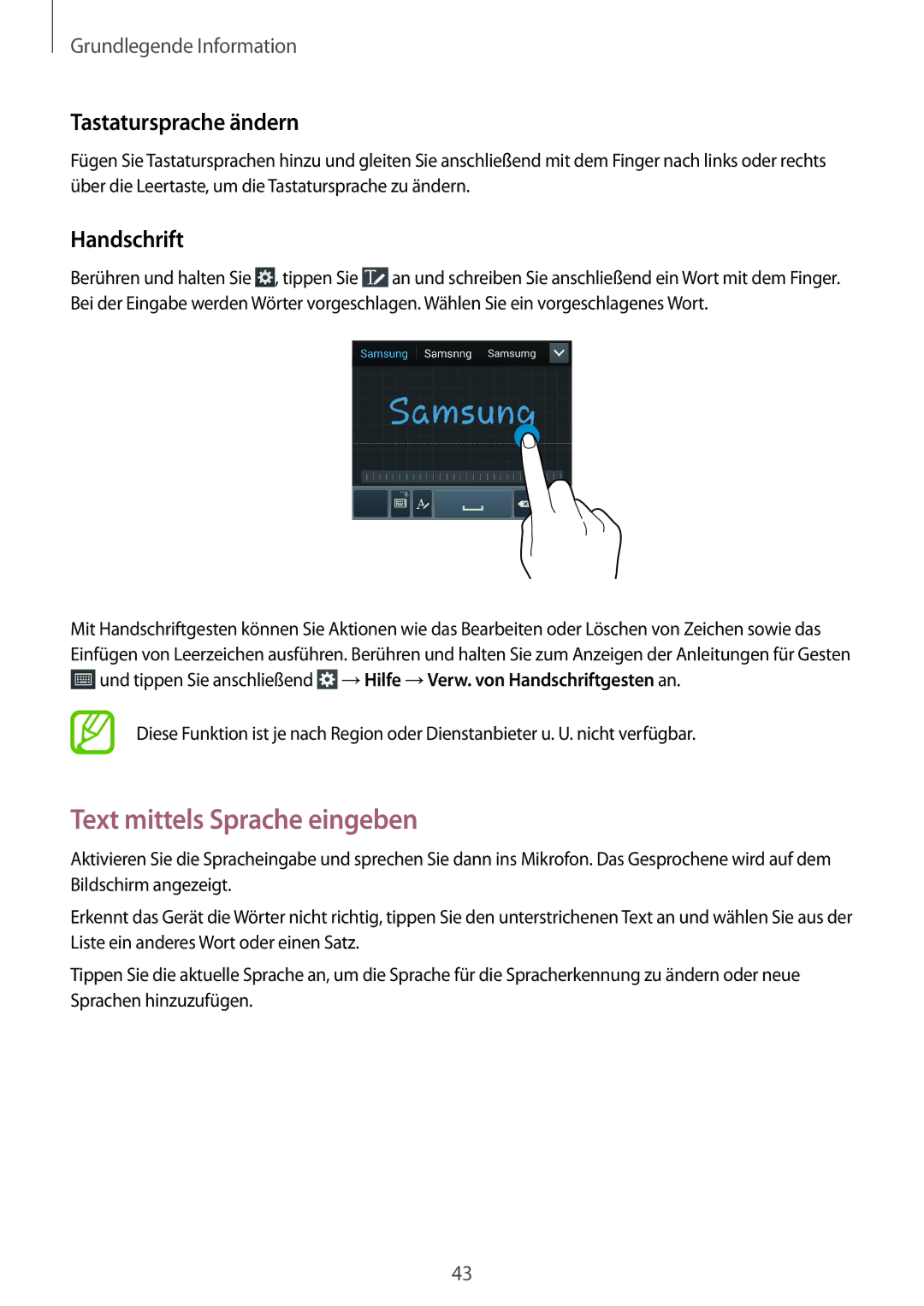 Samsung GT-I9295ZAATPH, GT-I9295ZAAVIA, GT-I9295ZOATUR Text mittels Sprache eingeben, Tastatursprache ändern, Handschrift 