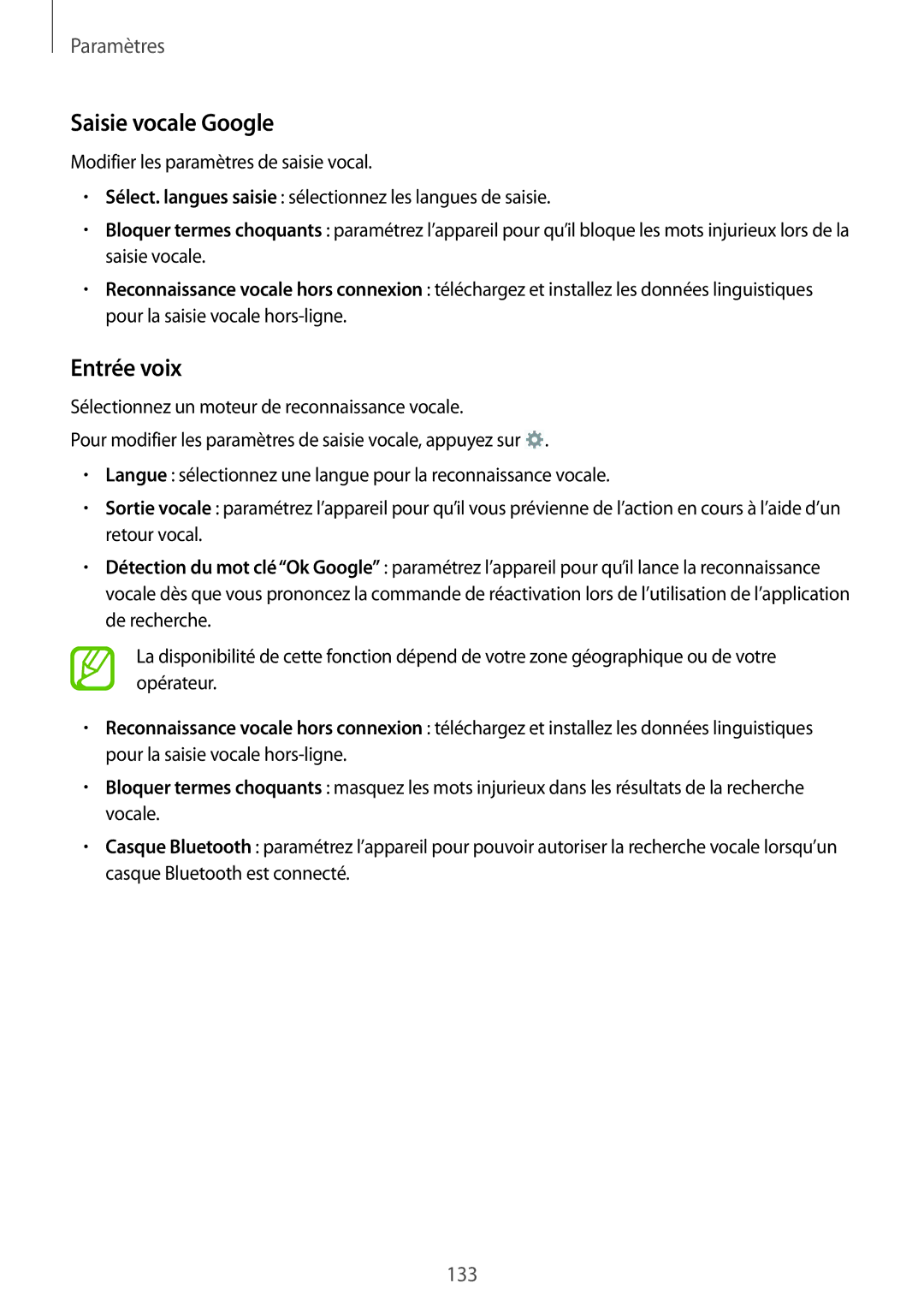 Samsung GT-I9295ZAAXEF manual Saisie vocale Google, Entrée voix 