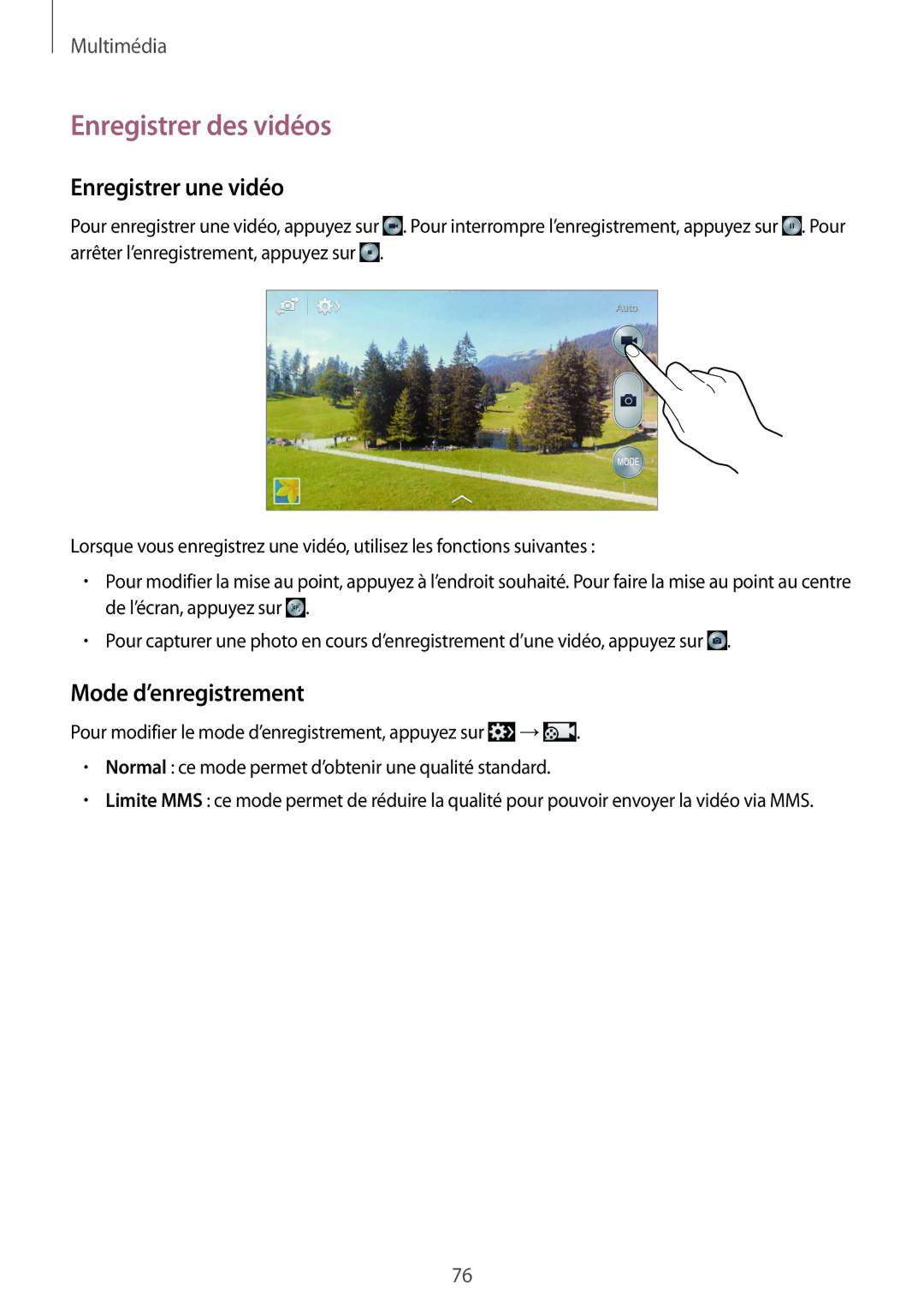 Samsung GT-I9295ZAAXEF manual Enregistrer des vidéos, Enregistrer une vidéo, Mode d’enregistrement 