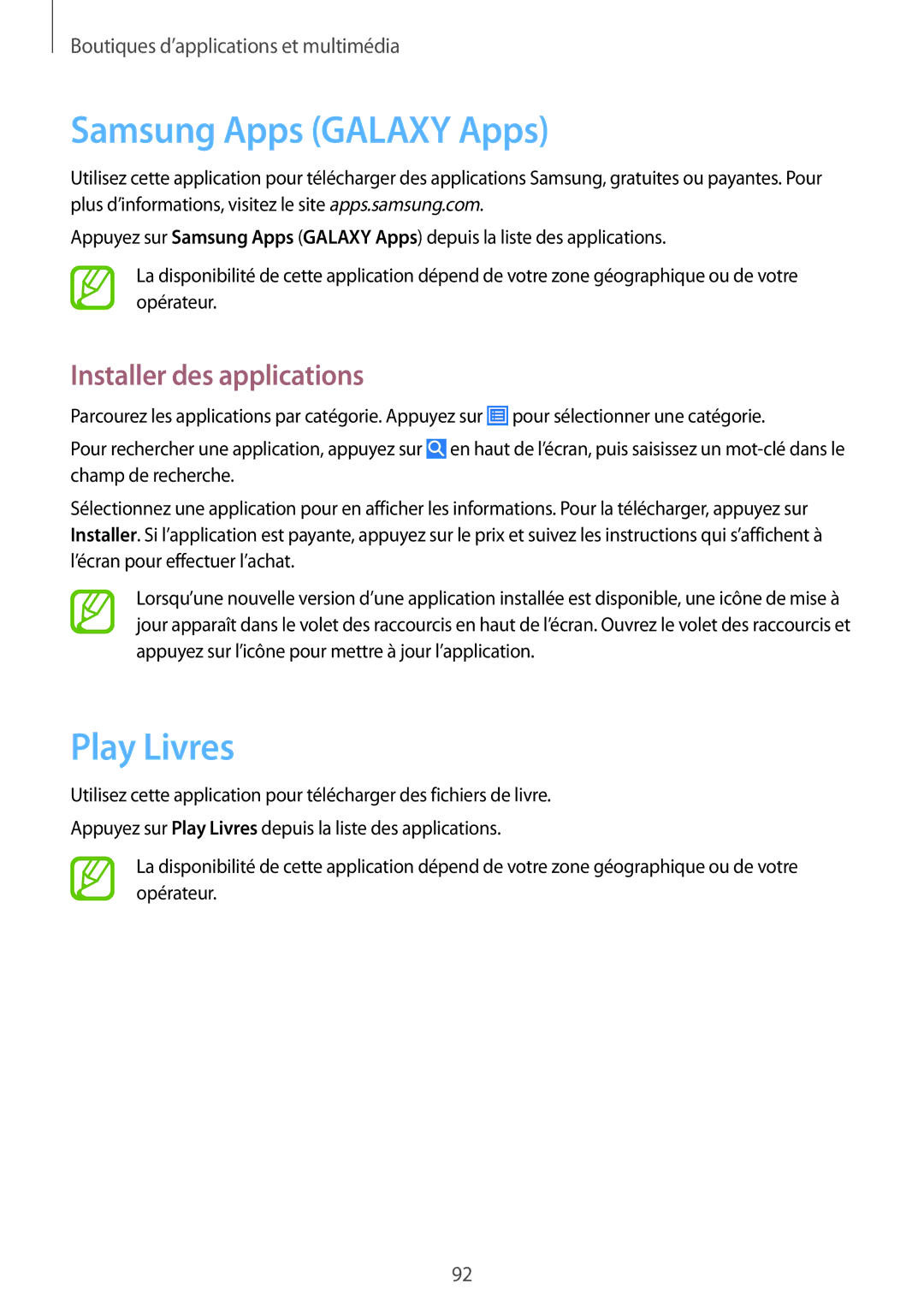 Samsung GT-I9295ZAAXEF manual Samsung Apps Galaxy Apps, Play Livres 