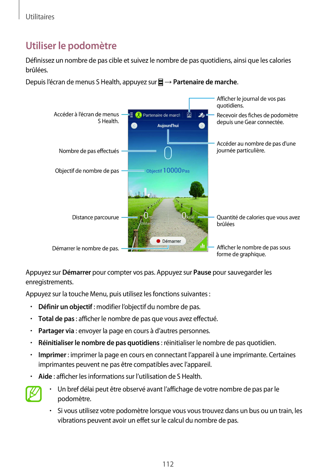 Samsung GT-I9295ZAAXEF manual Utiliser le podomètre 