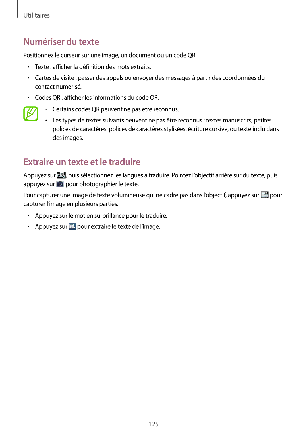 Samsung GT-I9295ZAAXEF manual Numériser du texte, Extraire un texte et le traduire 