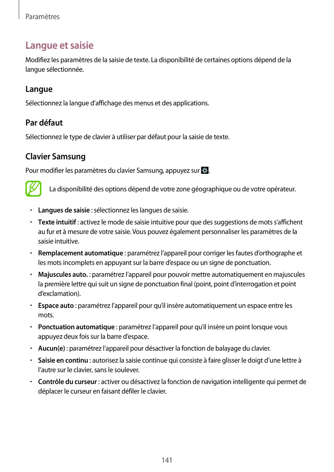 Samsung GT-I9295ZAAXEF manual Langue et saisie, Par défaut, Clavier Samsung 
