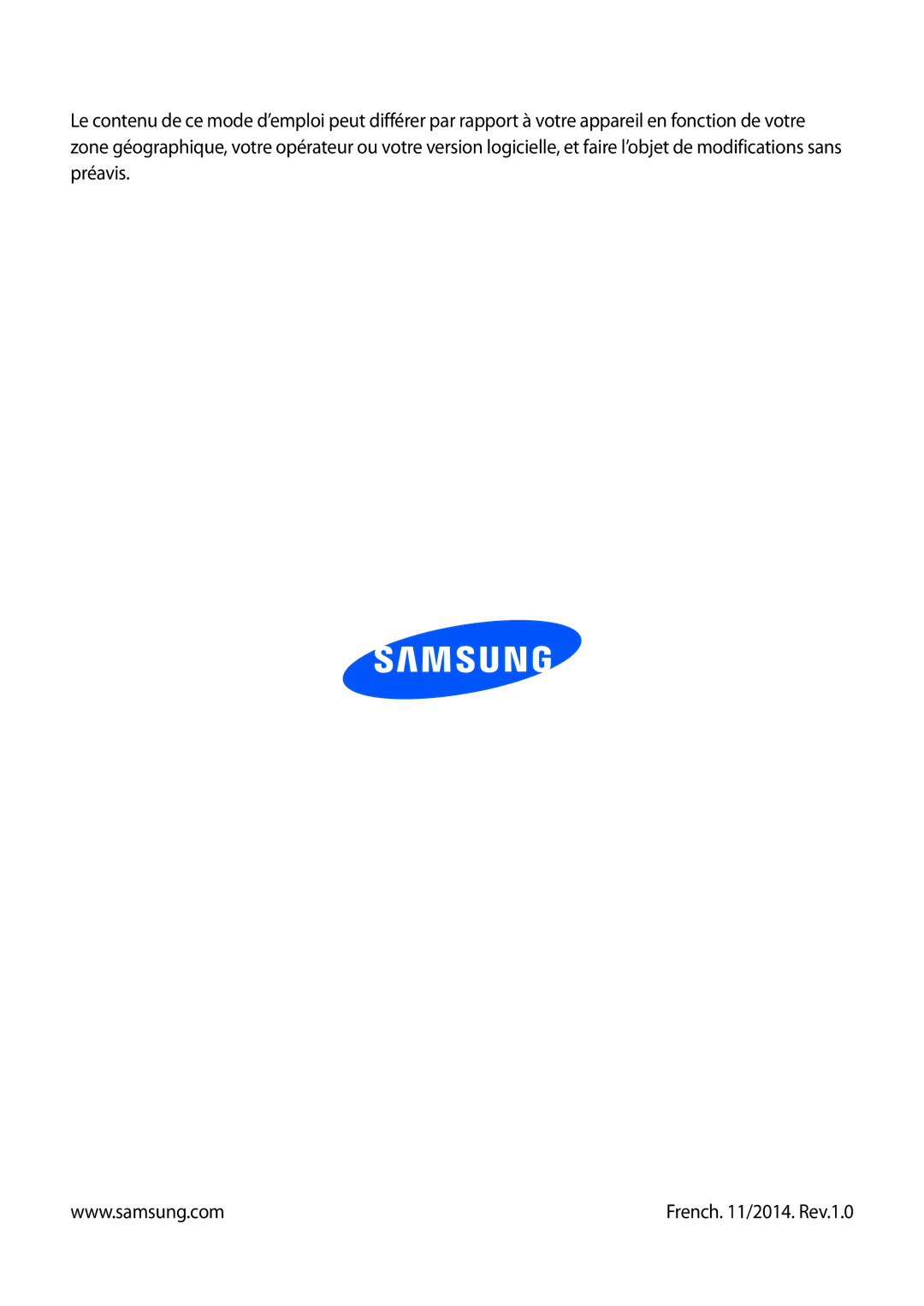 Samsung GT-I9295ZAAXEF manual French /2014. Rev.1.0 