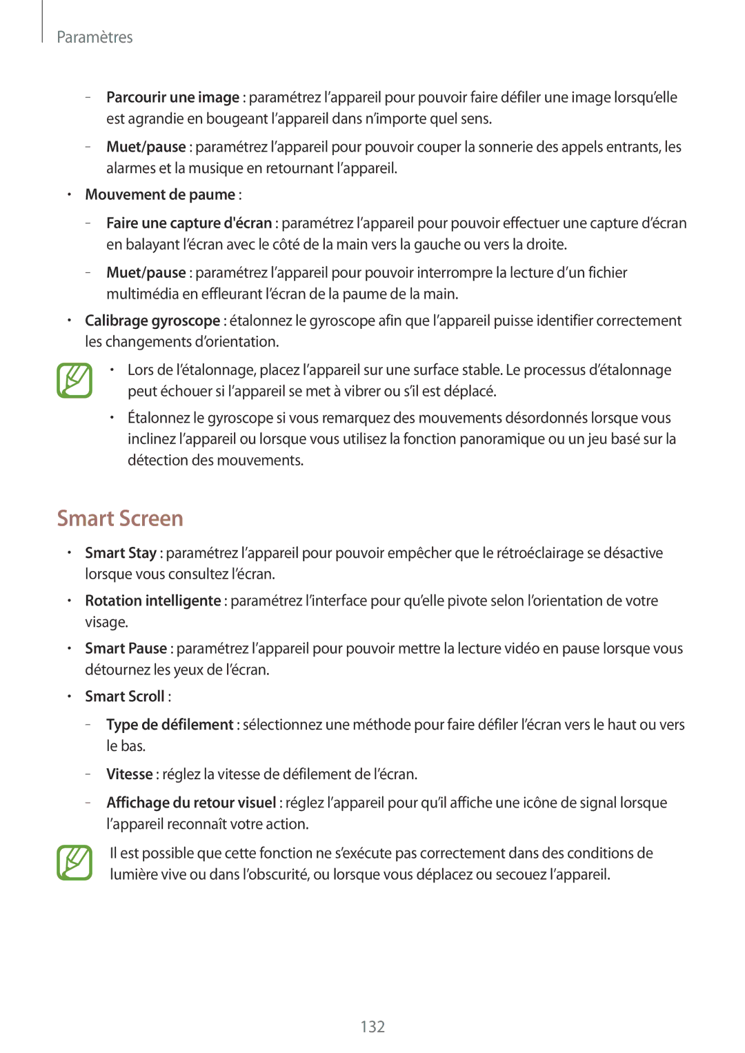 Samsung GT-I9295ZAAXEF manual Smart Screen, Mouvement de paume, Smart Scroll 