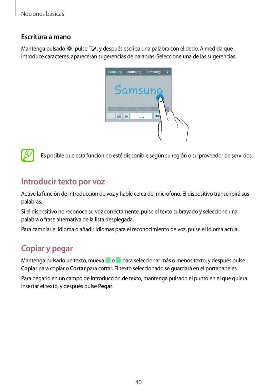 Samsung GT-I9295ZBADBT, GT-I9295ZAAXEF, GT-I9295ZAAPHE manual Introducir texto por voz, Copiar y pegar, Escritura a mano 