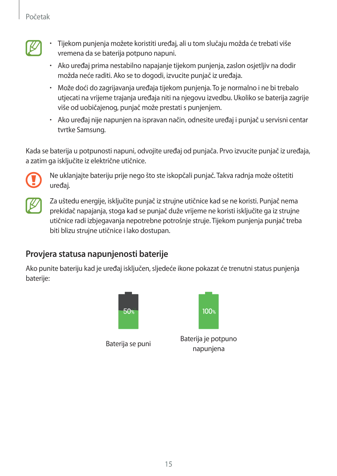 Samsung GT-I9295ZOASEE, GT-I9295ZBASEE, GT-I9295ZAAVIP, GT-I9295ZOATWO, GT-I9295ZAASEE Provjera statusa napunjenosti baterije 