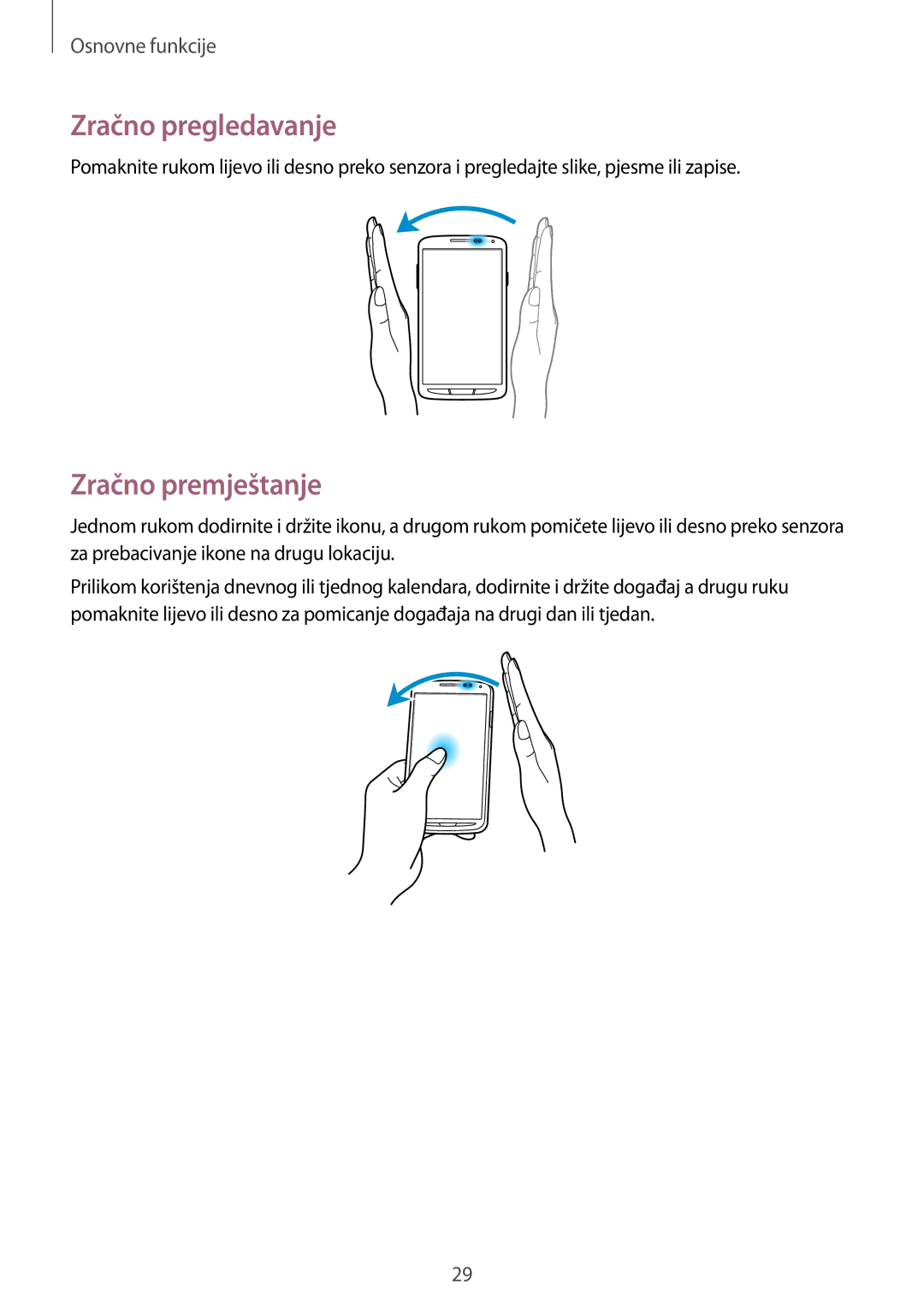 Samsung GT-I9295ZAATWO, GT-I9295ZBASEE, GT-I9295ZAAVIP, GT-I9295ZOATWO manual Zračno pregledavanje, Zračno premještanje 