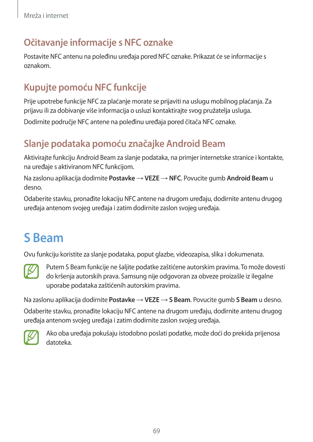 Samsung GT-I9295ZOASEE, GT-I9295ZBASEE manual Beam, Očitavanje informacije s NFC oznake, Kupujte pomoću NFC funkcije 