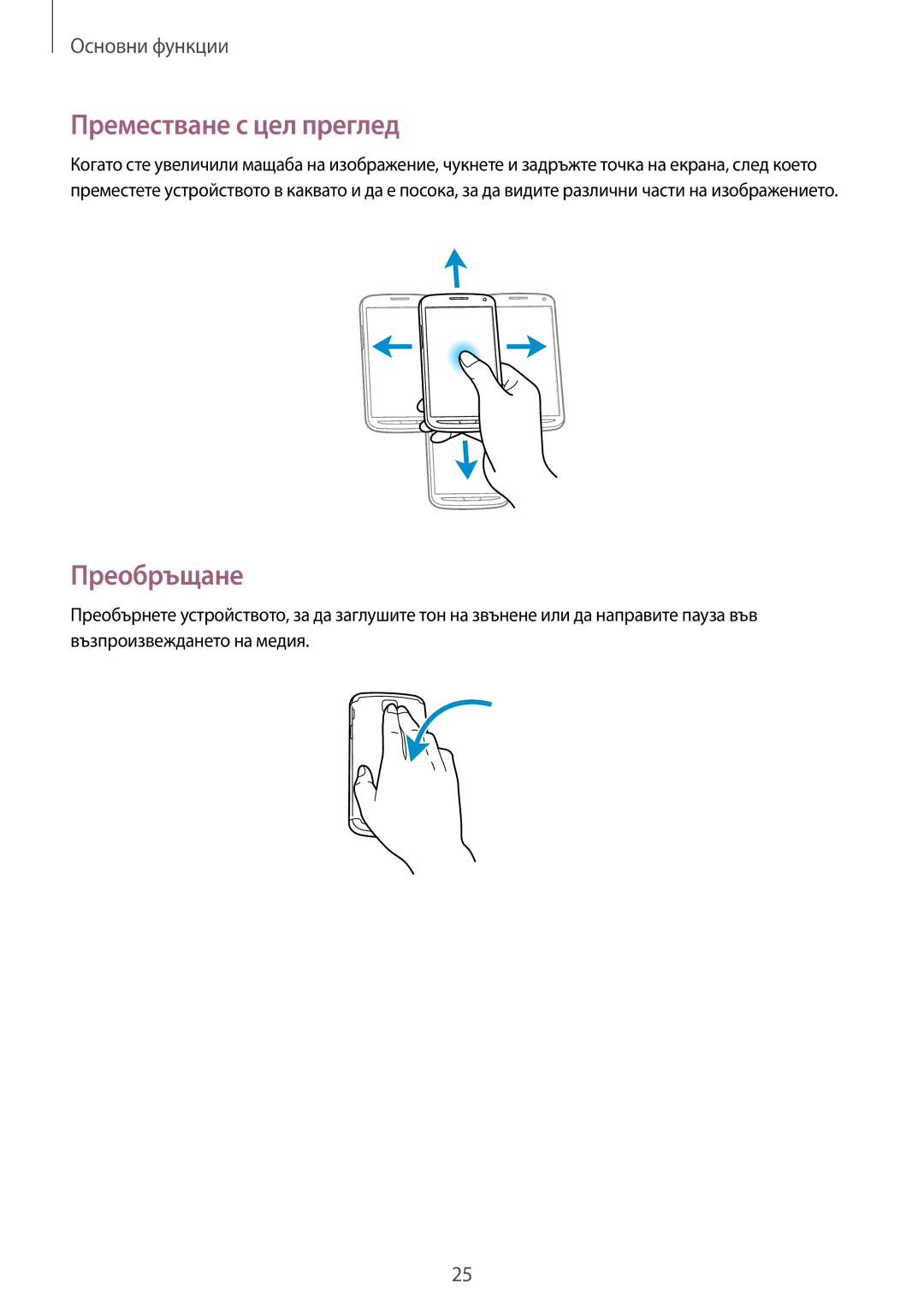 Samsung GT-I9295ZAAMTL, GT-I9295ZOABGL, GT-I9295ZAABGL manual Преместване с цел преглед, Преобръщане 