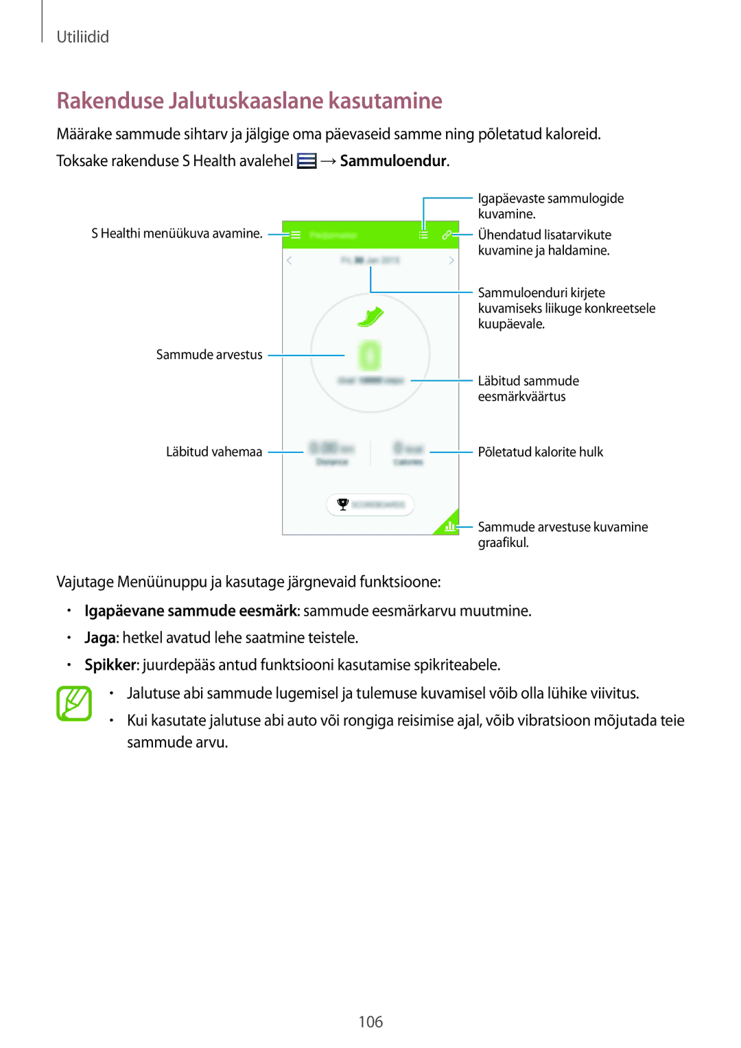 Samsung GT-I9295ZAASEB, GT-I9295ZOASEB, GT-I9295ZBASEB manual Rakenduse Jalutuskaaslane kasutamine 