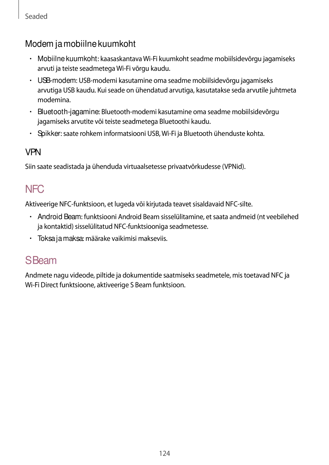 Samsung GT-I9295ZAASEB, GT-I9295ZOASEB, GT-I9295ZBASEB manual Beam, Modem ja mobiilne kuumkoht 