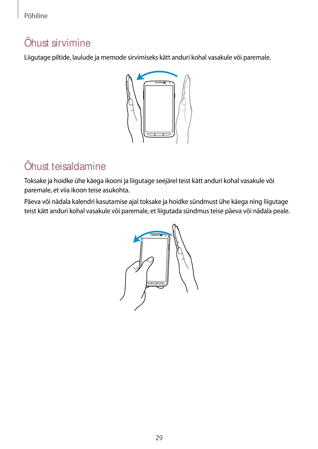 Samsung GT-I9295ZBASEB, GT-I9295ZOASEB, GT-I9295ZAASEB manual Õhust sirvimine, Õhust teisaldamine 