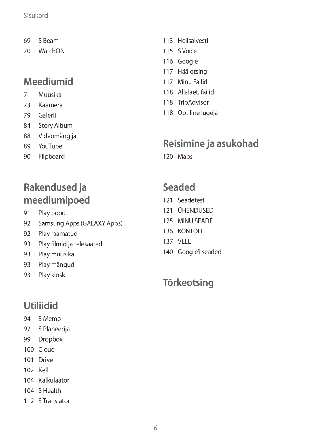 Samsung GT-I9295ZOASEB, GT-I9295ZAASEB, GT-I9295ZBASEB manual Beam WatchON, Maps, Seadetest, Veel Googlei seaded 