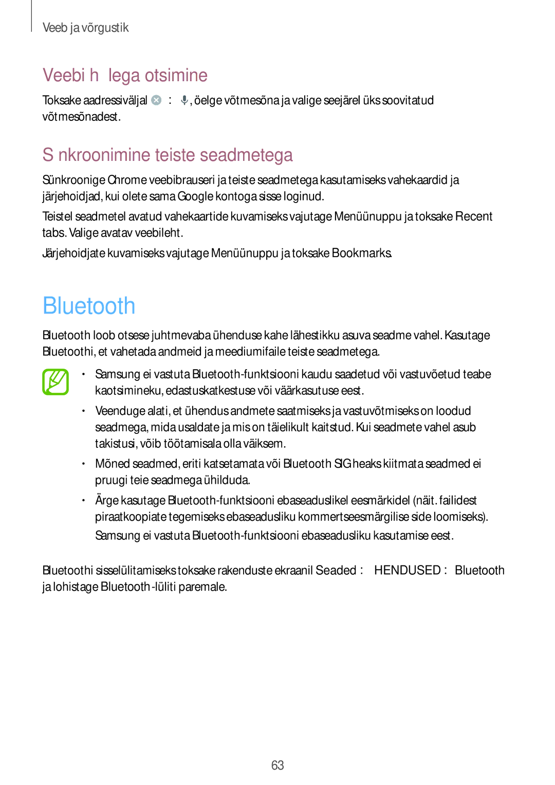 Samsung GT-I9295ZOASEB, GT-I9295ZAASEB, GT-I9295ZBASEB manual Bluetooth, Sünkroonimine teiste seadmetega 