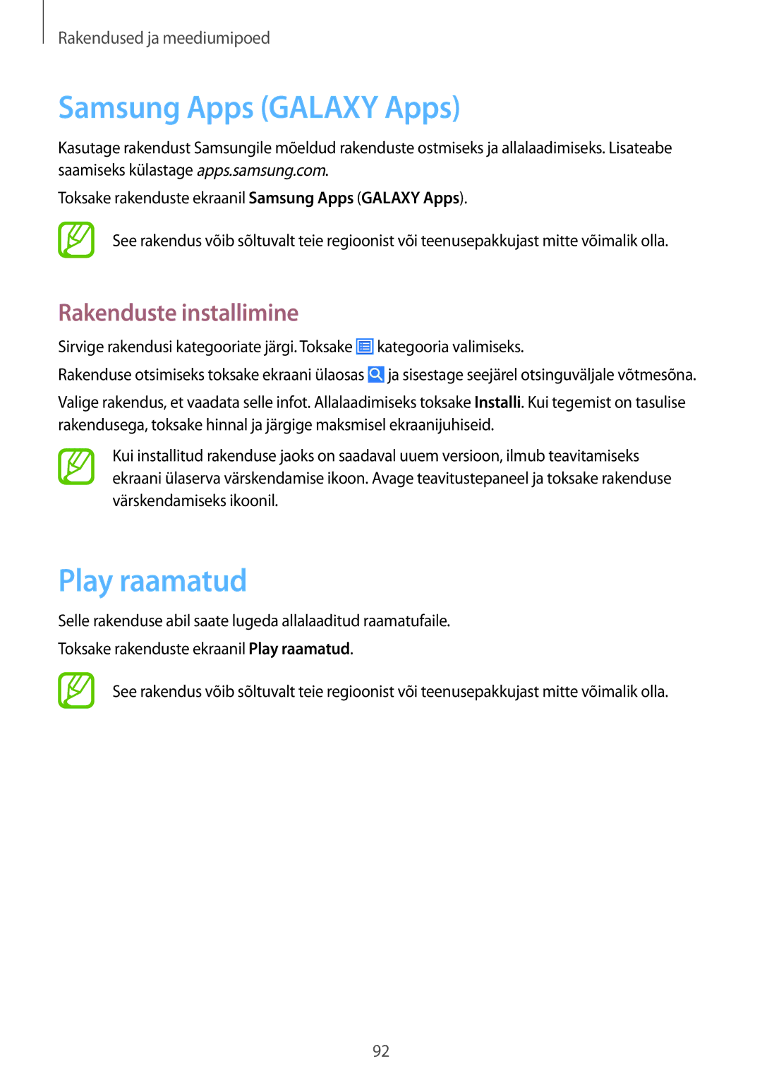 Samsung GT-I9295ZBASEB, GT-I9295ZOASEB, GT-I9295ZAASEB manual Samsung Apps Galaxy Apps, Play raamatud 