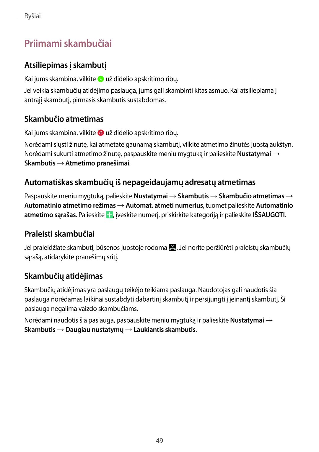 Samsung GT-I9295ZAASEB, GT-I9295ZOASEB, GT-I9295ZBASEB manual Priimami skambučiai 