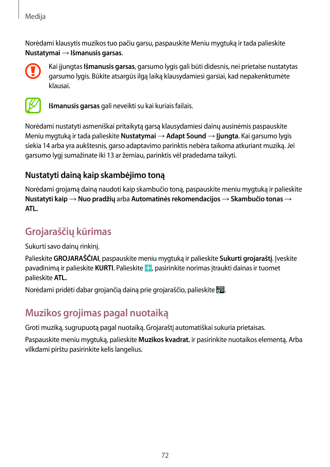 Samsung GT-I9295ZOASEB manual Grojaraščių kūrimas, Muzikos grojimas pagal nuotaiką, Nustatyti dainą kaip skambėjimo toną 