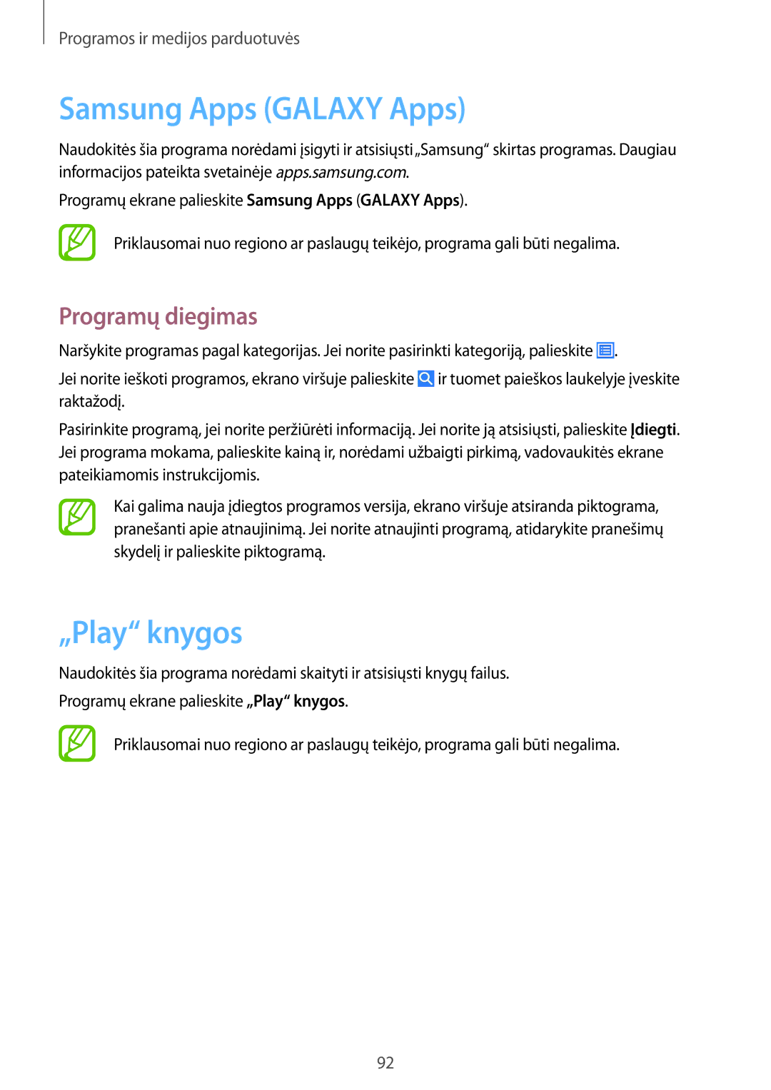 Samsung GT-I9295ZBASEB, GT-I9295ZOASEB, GT-I9295ZAASEB manual Samsung Apps Galaxy Apps, „Play knygos 