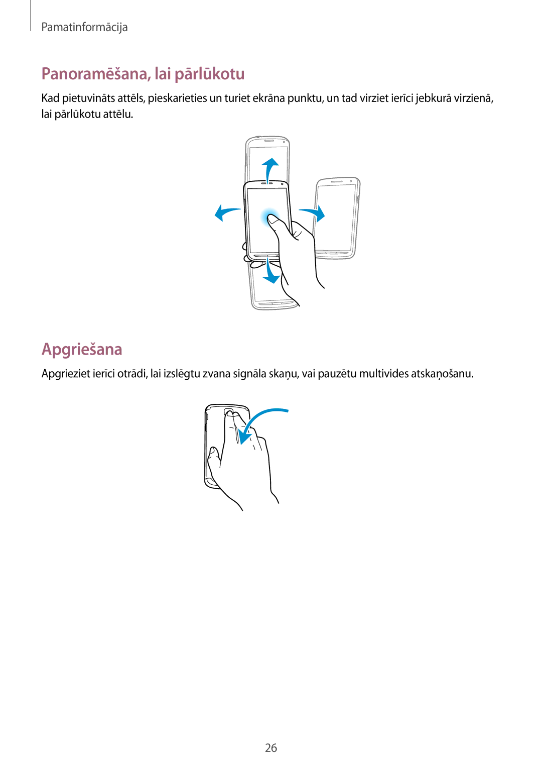 Samsung GT-I9295ZBASEB, GT-I9295ZOASEB, GT-I9295ZAASEB manual Panoramēšana, lai pārlūkotu, Apgriešana 