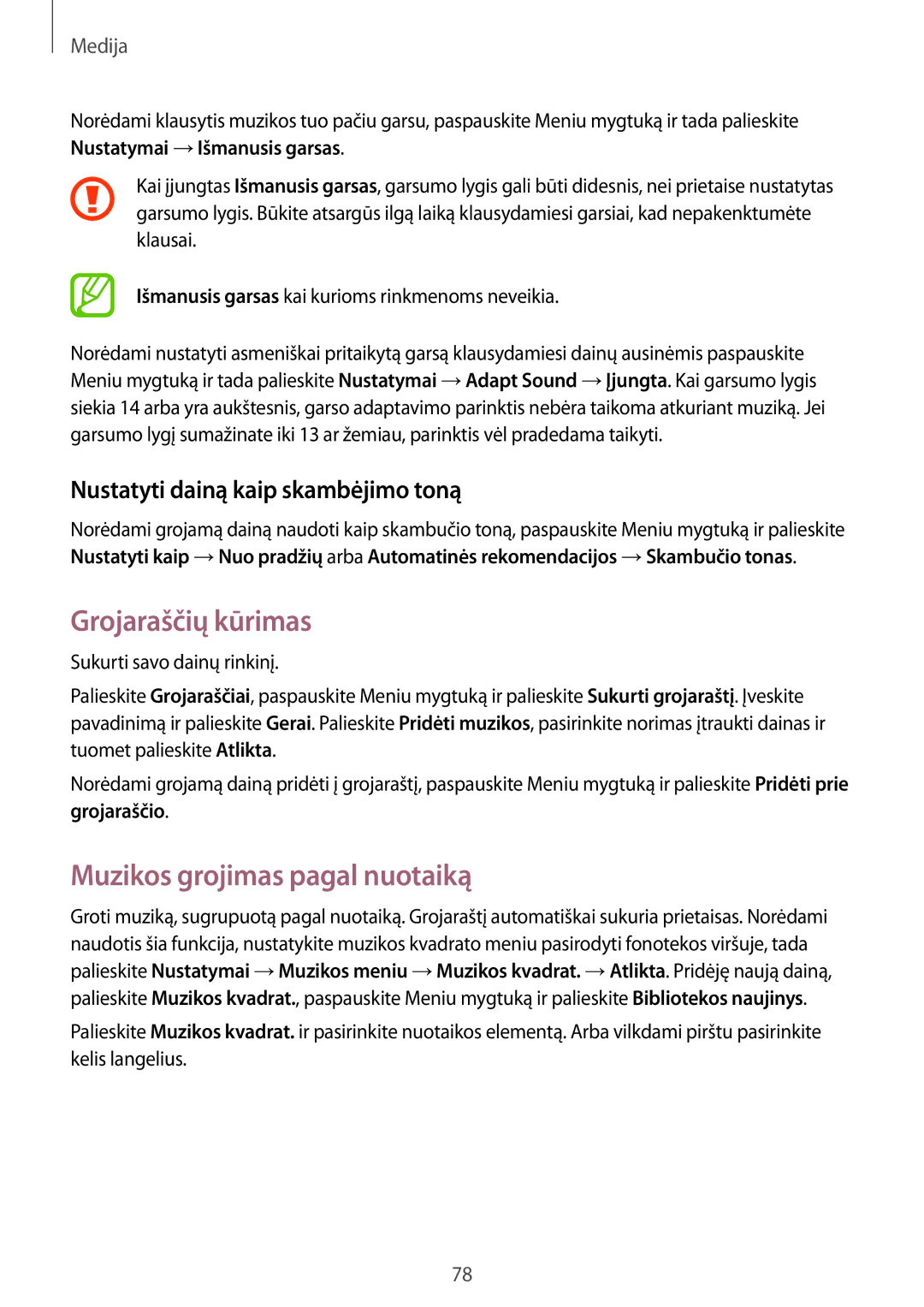 Samsung GT-I9295ZOASEB manual Grojaraščių kūrimas, Muzikos grojimas pagal nuotaiką, Nustatyti dainą kaip skambėjimo toną 