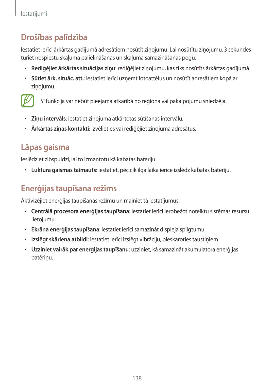 Samsung GT-I9295ZOASEB, GT-I9295ZAASEB, GT-I9295ZBASEB manual Enerģijas taupīšana režīms 