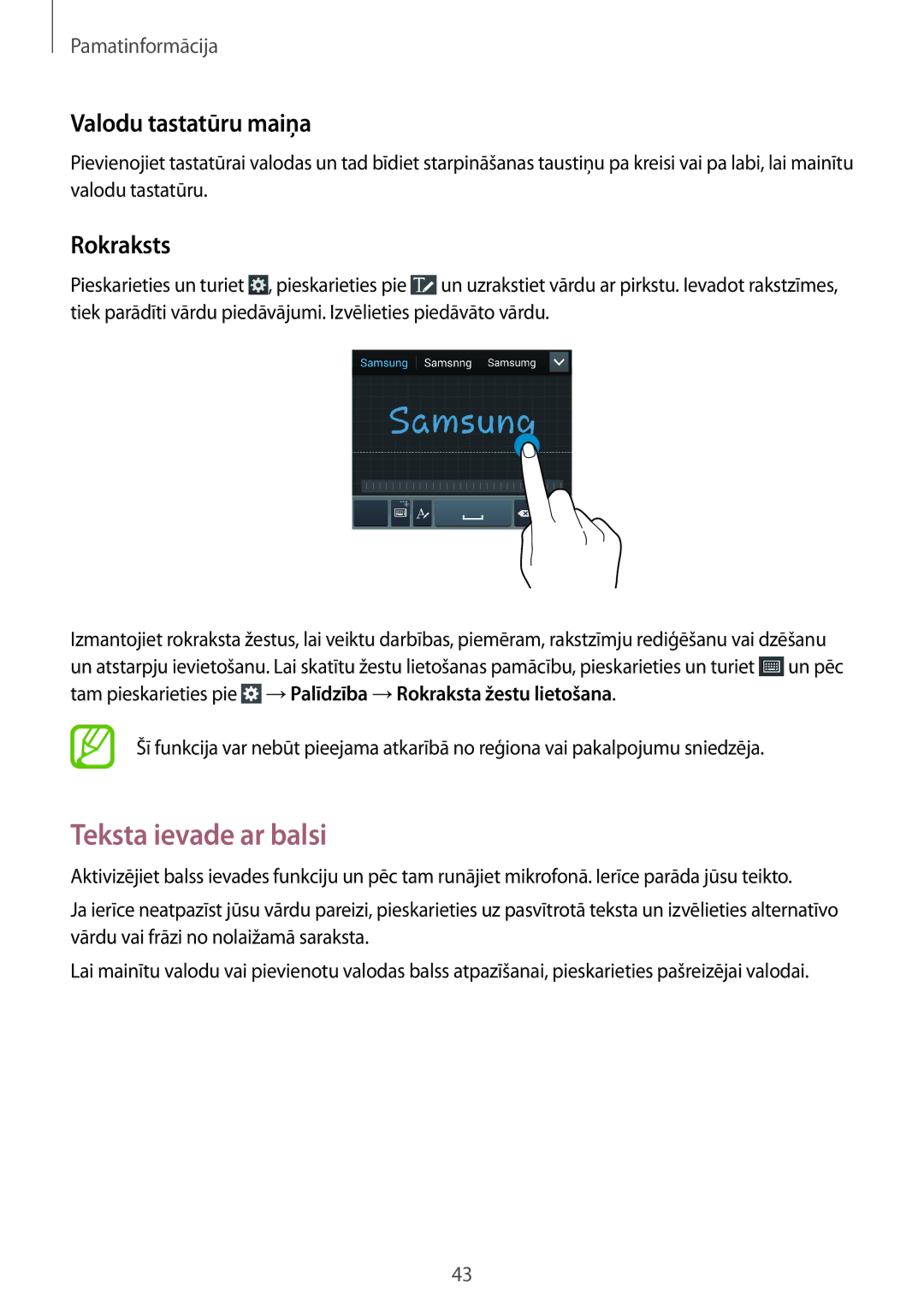 Samsung GT-I9295ZAASEB, GT-I9295ZOASEB, GT-I9295ZBASEB manual Teksta ievade ar balsi, Valodu tastatūru maiņa, Rokraksts 