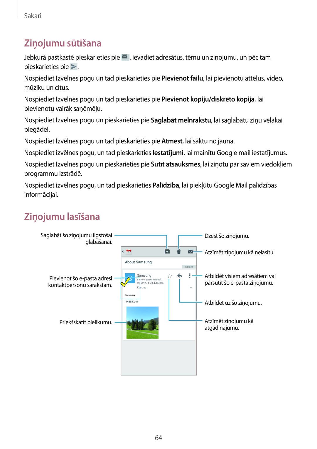 Samsung GT-I9295ZAASEB, GT-I9295ZOASEB, GT-I9295ZBASEB manual Atbildēt uz šo ziņojumu Atzīmēt ziņojumu kā atgādinājumu 